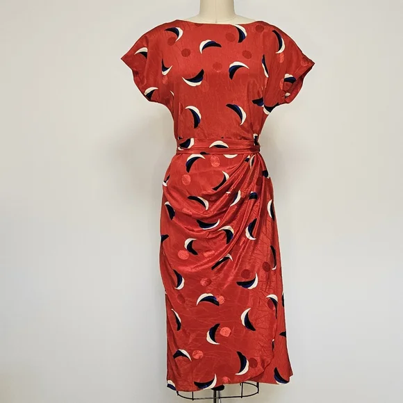 80s Ruched Red Dress - Picture 4 of 10